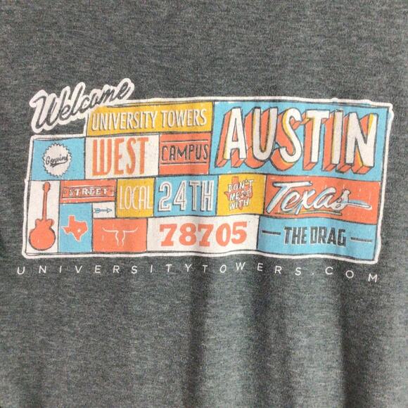 University Towers Austin Texas T Shirt Gray Medium - Picture 2 of 4